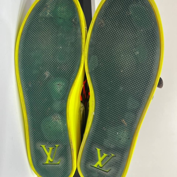 LOUIS VUITTON Stephen Spouse Graffiti Orange High-Top Sneakers US size 10 - Picture 10 of 12